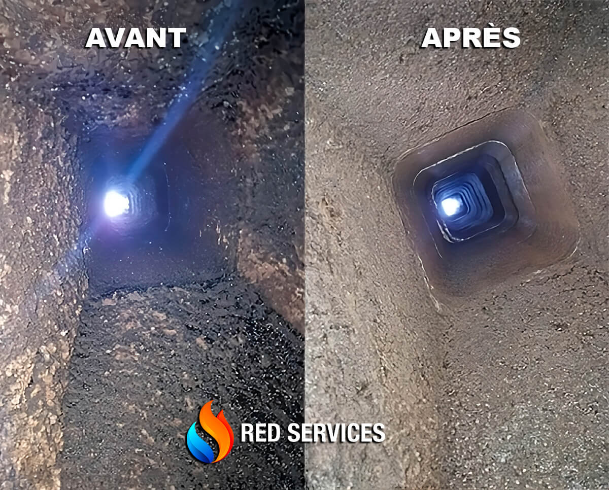 Ramonage d'un conduit de fumée par Red Services